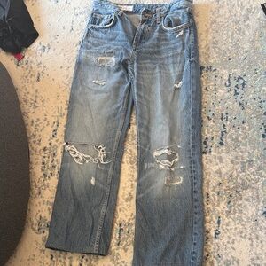 Zara Blue Distressed Boyfriend Jeans